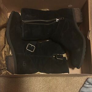 UGG Black Boots with Buckle and Zipper